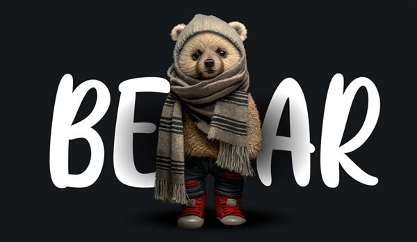 خرس عروسکی ناز با روسری گرم تصویر جذاب خنده دار خرس عروسکی