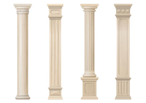 مجموعه وکتور ستون های چوبی کلاسیک