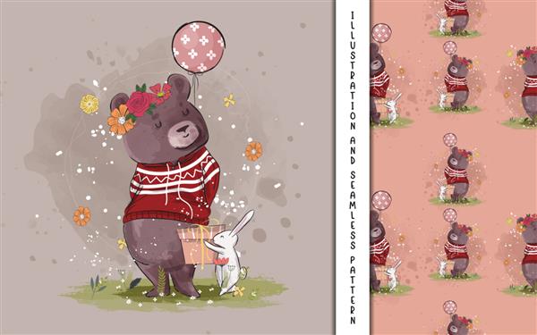 خرس ناز با تصویر بادکنک برای بچه ها