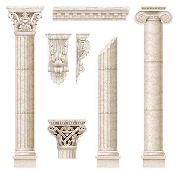 مجموعه ای از ستون های کلاسیک قدیمی