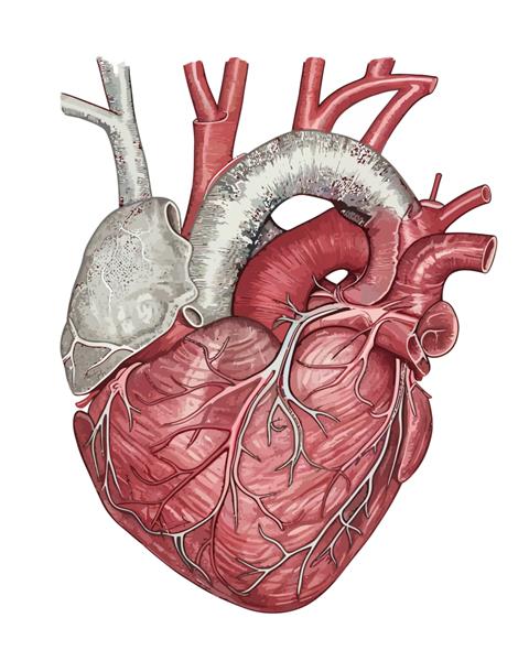 واقع گرایانه قلب واقعی واقعی آناتومیک اندام داخلی جدا شده در تصویر کارتونی وکتور پس زمینه سفید