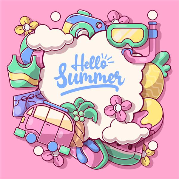 بنرهای طرح بندی پس زمینه تابستانی رنگارنگ هدر کارت تبریک پوستر افقی برای وب سایت طراحی شده است