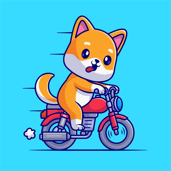 شیبا اینو ناز سگ سوار موتور سیکلت کارتونی آیکون تصویر آیکون حمل و نقل حیوانات