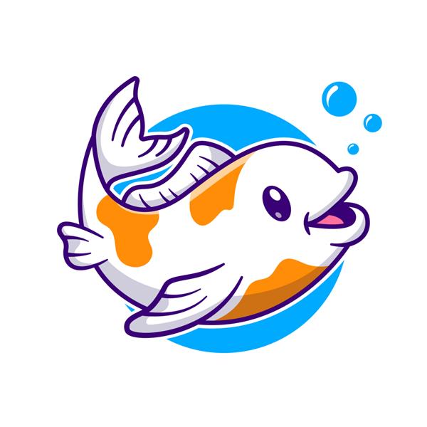 ماهی ناز کوی شنای کارتونی وکتور نماد نماد طبیعت حیوانی مفهوم آیکون جدا شده تخت