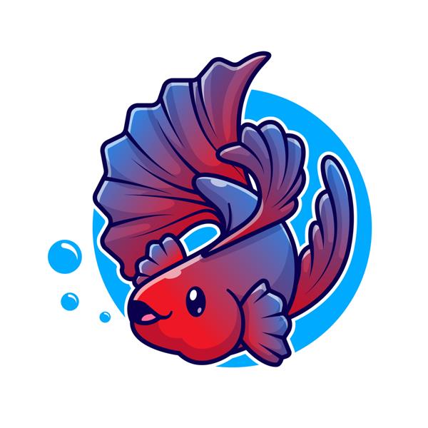 تصویر کارتونی شنای ماهی بتای زیبا وکتور نماد نماد طبیعت حیوانی مفهوم جدا شده