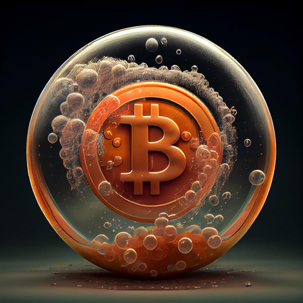 بیت کوین یک سکه حباب‌دار btc ارز دیجیتال در پس‌زمینه حباب‌دار است