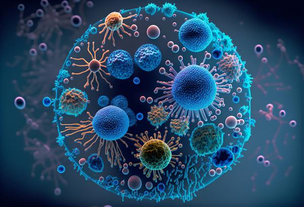 عکس ماکرو نزدیک از باکتری ها و سلول های ویروسی مولد ai