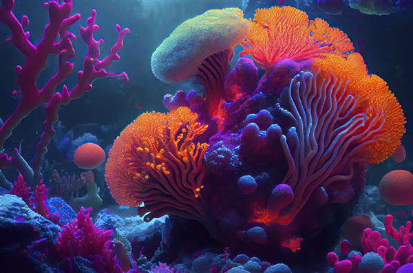مرجان های فانتزی رنگ های نئون مولد ai
