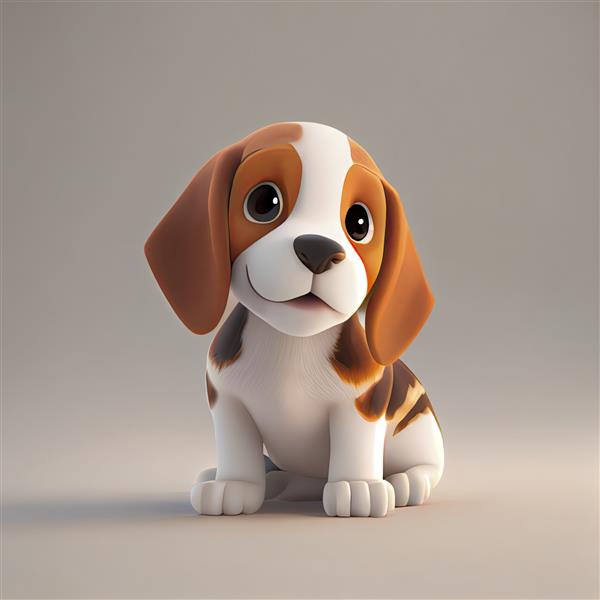 کارتونی ناز توله سگ بیگل کوچولو 3 بعدی شخصیت کارتونی مولد ai