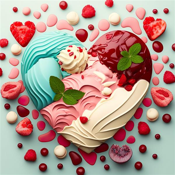 بستنی شکل قلب ولنتاین روز عروسی عشق تولید ai