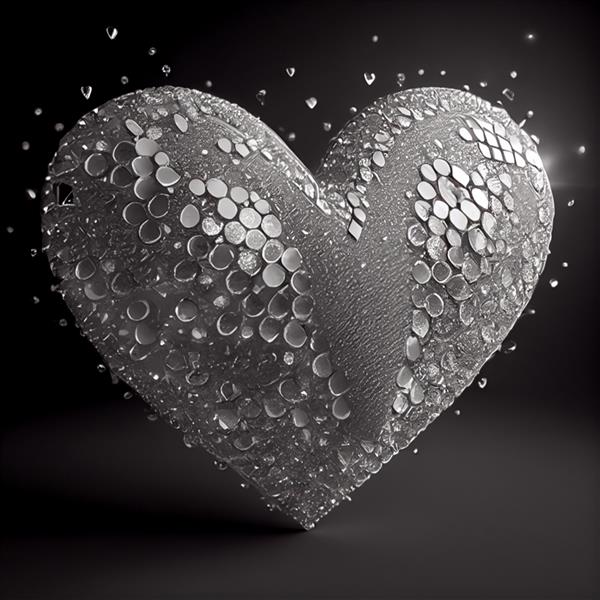 قلب لوکس ساخته شده از الماس سفید پس زمینه ولنتاین رندر سه بعدی