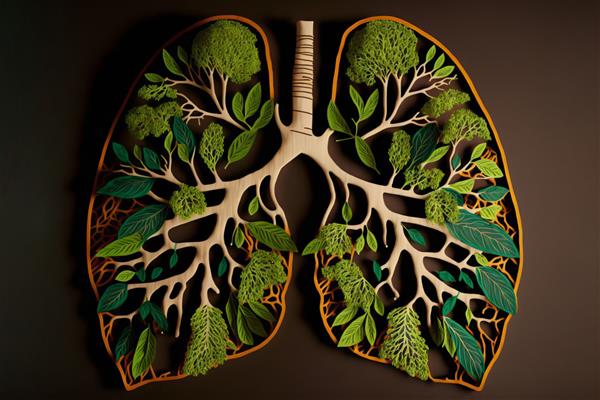 ریه های ساخته شده از برگ و طبیعت آلودگی هوا مفهوم مولد ai