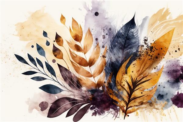 برگ های پاییزی روی پس زمینه روشن چاپ مینیمال زیبا برای دکوراسیون شما برای تبریک کارت پستال و پوستر مولد