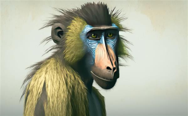 یک میمون کارتونی تصاویر آبرنگ برای بچه ها به سبک کارتونی کمک تولید شده است