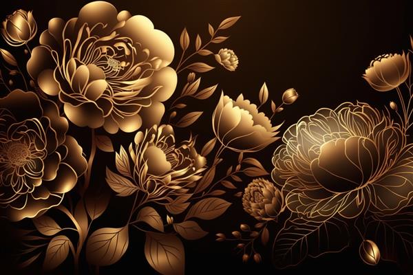 گل رز گل طلایی چاپ زیبای مینیمالیستی برای دکوراسیون شما برای تبریک کارت پستال و ایجاد پوستر