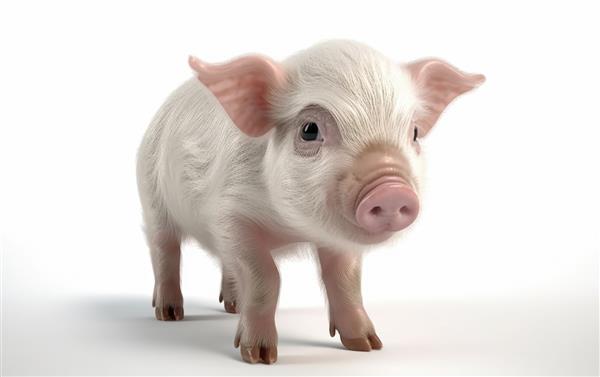 یک خوک کوچک جدا شده بر روی پس‌زمینه سفید حیوانات اهلی مزرعه دام تولید شد