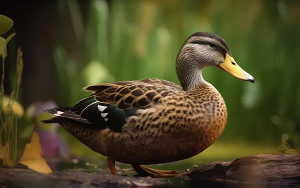 یک اردک زیبا روی پس‌زمینه طبیعت از حیوانات اهلی تولید شده است