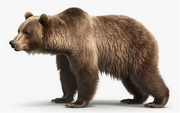 یک خرس قهوه ای نزدیک جدا شده روی پس زمینه سفید پستانداران حیوانات جنگلی خرس گریزلی تولید شد