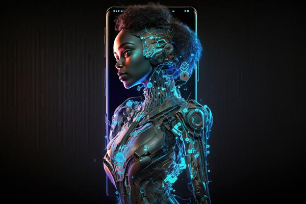 ربات زیبایی زن آینده نگر تصویر مدرن فناوری های نوآورانه مولد ai