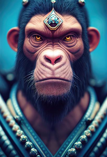 میمون باستانی زیبای شمن با جواهرات گرانبها