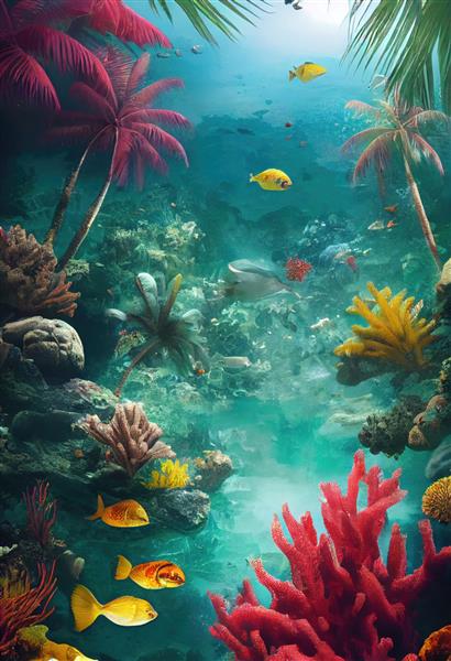 اکوسیستم ماهی های اقیانوسی زیبای استوایی رنگارنگ دنیای دریایی زیر آب