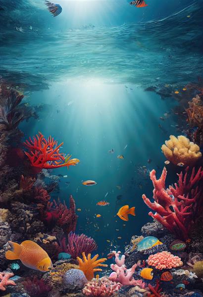 اکوسیستم ماهی های اقیانوسی زیبای استوایی رنگارنگ دنیای دریایی زیر آب