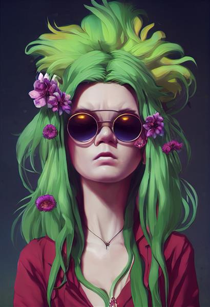 زنان کمیاب عینک آفتابی موهای سبز