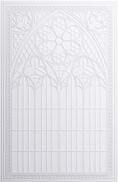 تصویر سه بعدی قاب دیواری سفید کلاسیک به سبک گوتیک