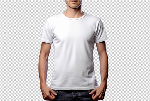 مردی با تی شرت سفید جدا شده در پس زمینه