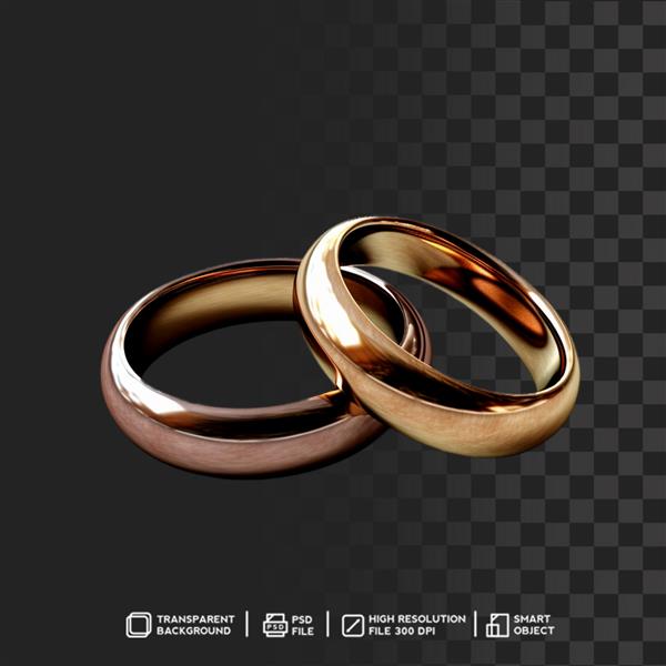 حلقه های ازدواج برنزی با زیور آلات در زمینه شفاف