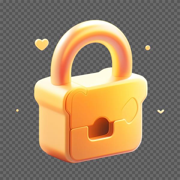 نماد قفل امنیتی زرد طلایی سه بعدی