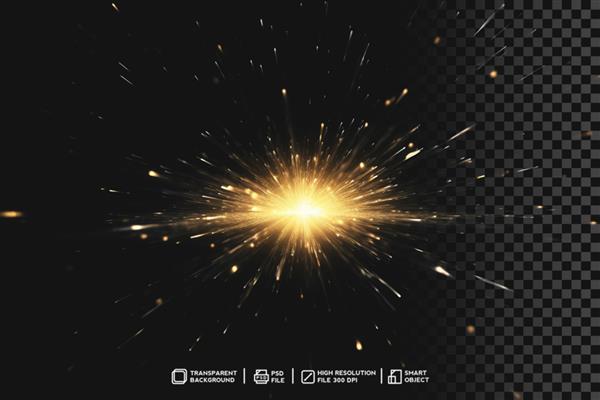 اثر ستاره انفجار انفجار نور طلایی تابشی واقع گرایانه در پس زمینه شفاف