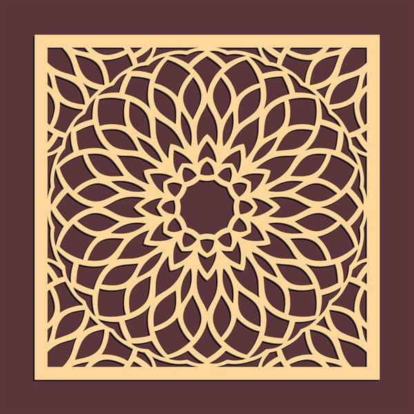 پانل برش لیزری الگوی گل طلایی زیورآلات شبح جعبه هدیه یا نفع وکتور طرح زیر لیوانی برای کارهای فلزی چوبی کاغذی