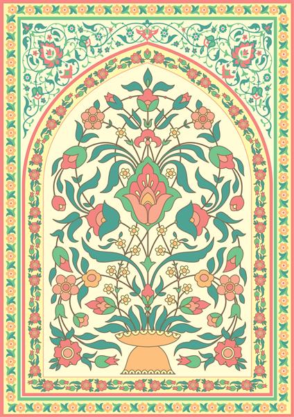 طرح گل سنتی اسلامی الگوی کارت تبریک به سبک شرقی