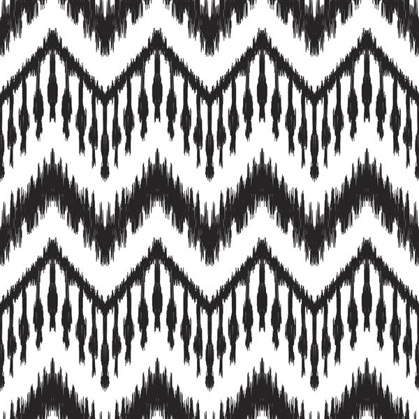 الگوی بدون درز ایکات پس زمینه وکتور طراحی سیاه و سفید برای چاپ منسوجات مد کاغذ دیواری ها کارت ها یا کاغذهای بسته بندی