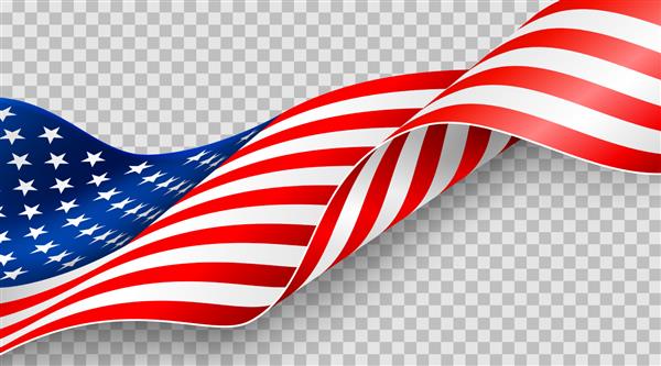 پرچم آمریکا در پس زمینه شفاف برای قالب پوستر 4 جولای جشن روز استقلال ایالات متحده آمریکا الگوی بنر تبلیغاتی تبلیغاتی ایالات متحده آمریکا برای بروشور پوستر یا بنر