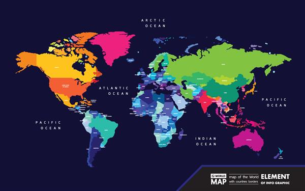 تصویر برداری عنصر گرافیکی نقشه بزرگ جهان