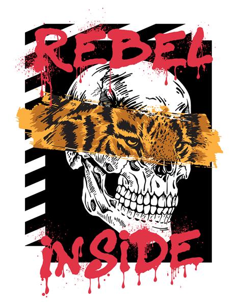 تصویر Rebel Inside ببر و جمجمه