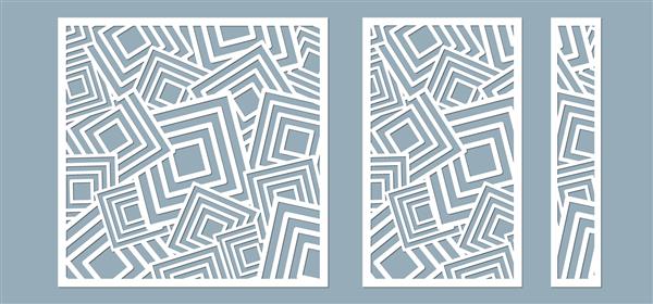 مجموعه تابلو برای ثبت سطوح تزئینی مربع های انتزاعی از خطوط پانل ها تصویر برداری از برش لیزری برش پلاتر و چاپ صفحه
