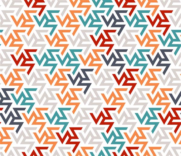 الگوی وکتور ترکیب رنگ زیگزاگ بافت تکراری هندسی زیگزاگ بدون درز برای طراحی پارچه پارچه پارچه
