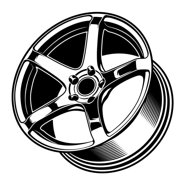 وکتور رینگ چرخ ماشین نماد لوگو تک رنگ رنگ مشکی و شفاف برای طراحی مفهومی