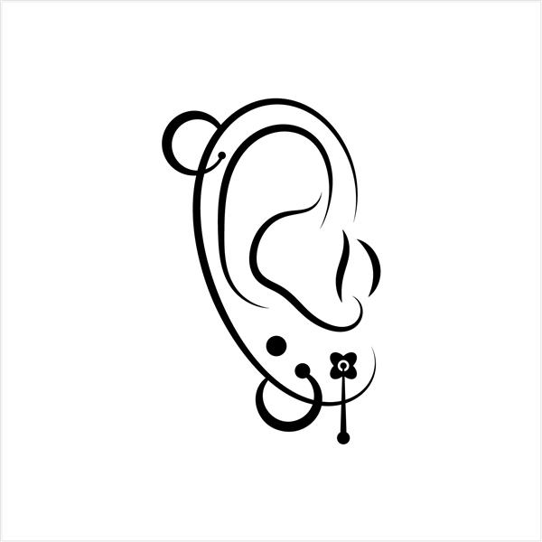 نماد سوراخ کردن گوش ایجاد دریچه ای برای پوشیدن جواهرات در تصویر هنری وکتور گوش