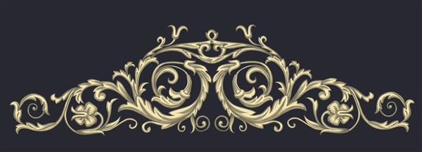 عناصر طلایی باروک در زمینه سیاه چرخش برای طراحی چاپ قدیمی