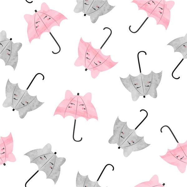 چترهای کارتونی با صورت گربه ای زیبا الگوی کودک بدون درز