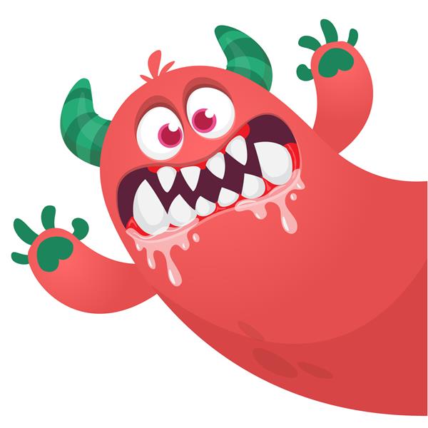 شخصیت هیولا کارتونی عصبانی که دستش را تکان می دهد تصویری از موجودات بیگانه ترسناک طراحی جشن هالووین وکتور جدا شده