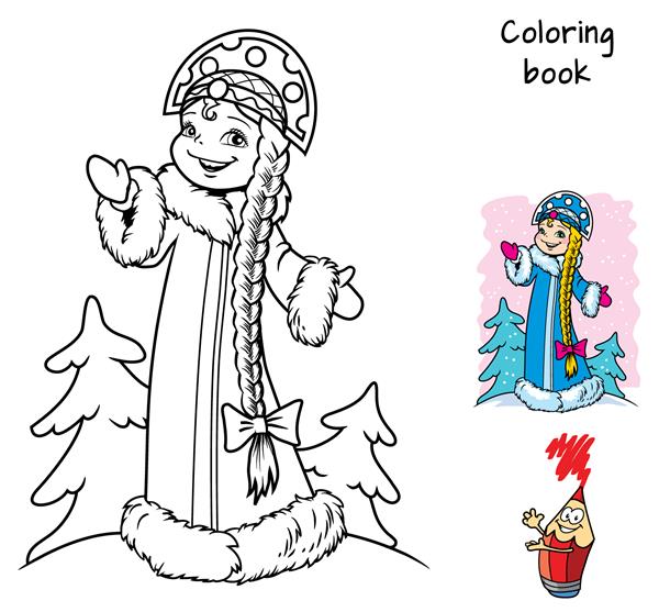 دختر برفی کوچولوی ناز اسنگوروچکا کتاب رنگ آمیزی تصویر برداری کارتونی