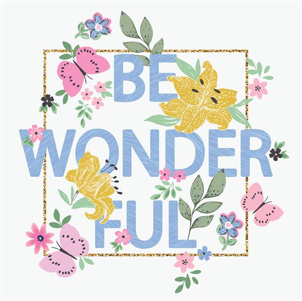 شعار گل و پروانه زیبا با زرق و برق تصویر گل با پروانه ها