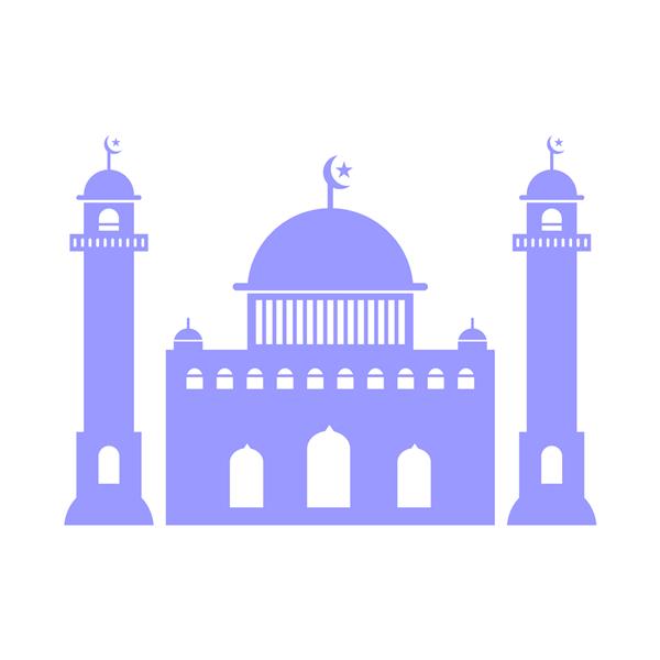 وکتور آیکون مسجد با رنگ آبی طرح تخت وکتور ساده