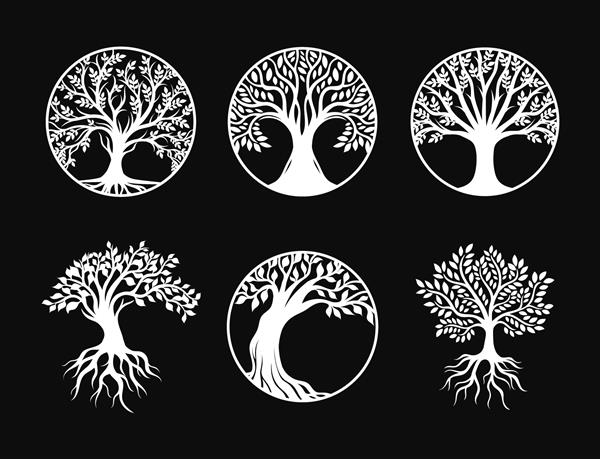 مجموعه ای از عناصر تزئینی درخت زندگی