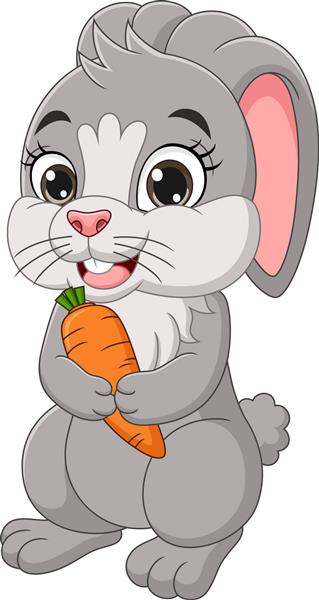 کارتون خرگوش ناز که یک هویج در دست دارد